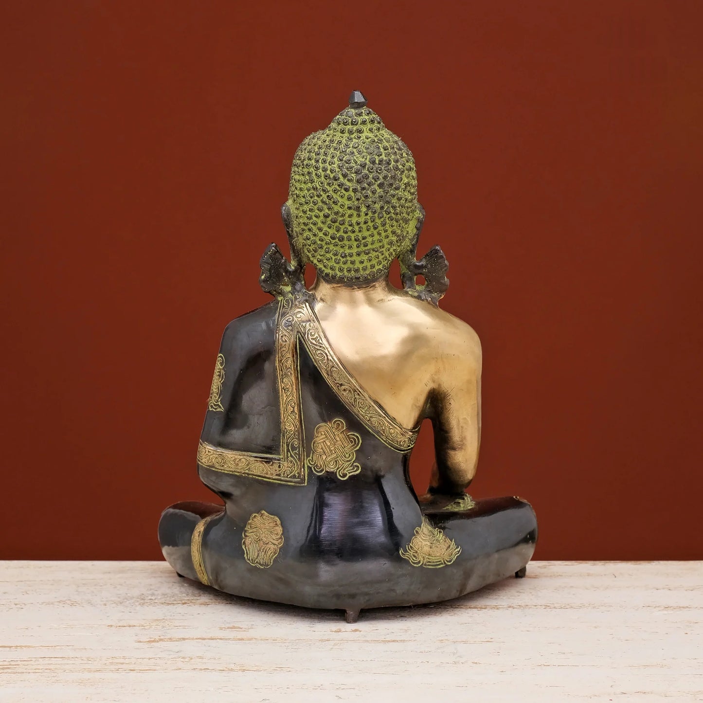 Brassaura® Brass Lord Buddha Idol in Antique Finish | Height 13 Inches