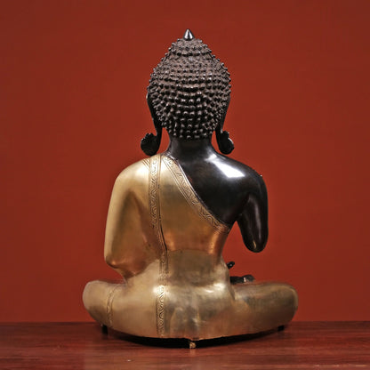 ब्रासोरा® वृंदावन वेणुगोपाल कृष्ण पीतल की प्रतिमा मोर के साथ | एंटीक नीला और सुनहरा रंग | ऊँचाई 20 इंच