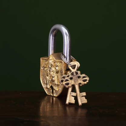 Brassaura® Brass Ganesha Lock with Keys | Height 3.5 Inches