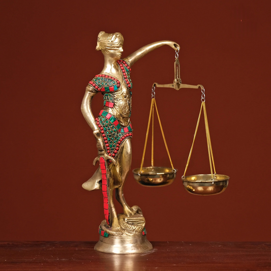 Brassaura® Brass Justice Lady with Scales and Sword | Height 13.5 Inches