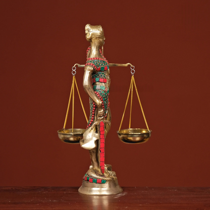 Brassaura® Brass Justice Lady with Scales and Sword | Height 13.5 Inches