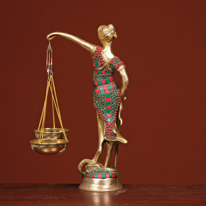 Brassaura® Brass Justice Lady with Scales and Sword | Height 13.5 Inches