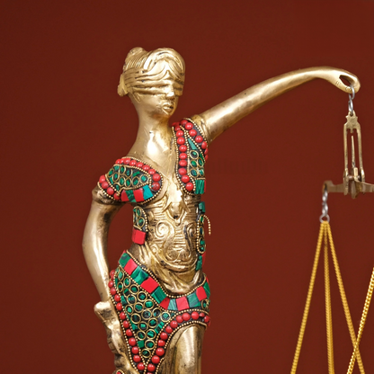 Brassaura® Brass Justice Lady with Scales and Sword | Height 13.5 Inches