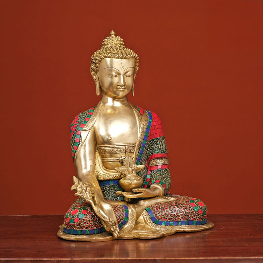 Brassaura® Brass Buddha Statue in Bhumisparsha Mudra | Height 16 Inches