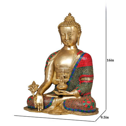 Brassaura® Brass Buddha Statue in Bhumisparsha Mudra | Height 16 Inches
