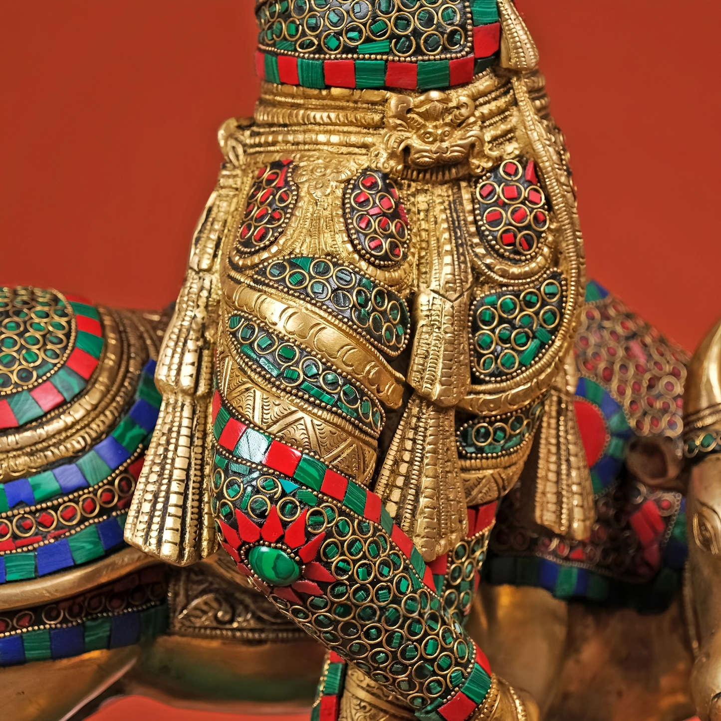 Brassaura® Brass Krishna Playing Flute with Cow Statue | Height 26 Inches