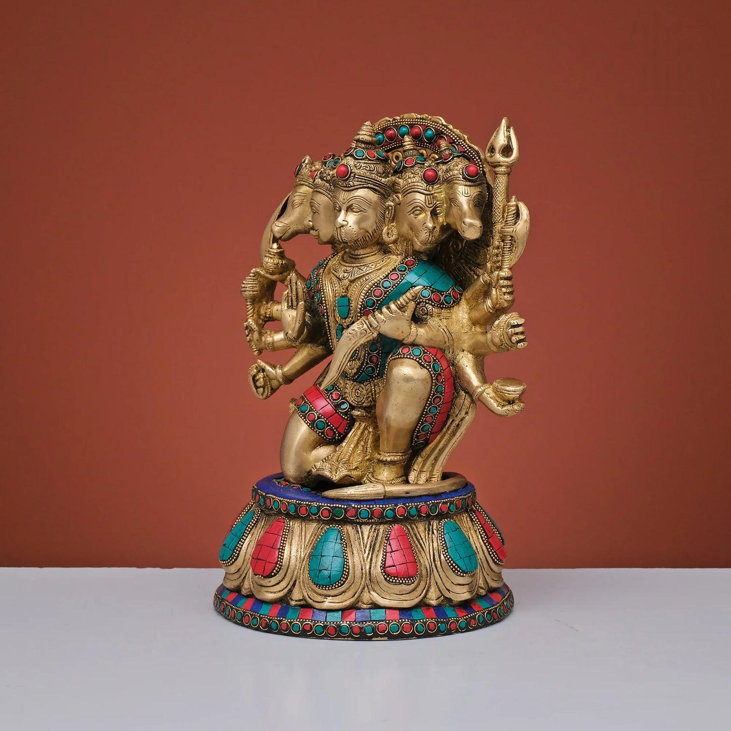 Brassaura® Brass Panchmukhi Hanuman Statue | Height 12.5 Inches