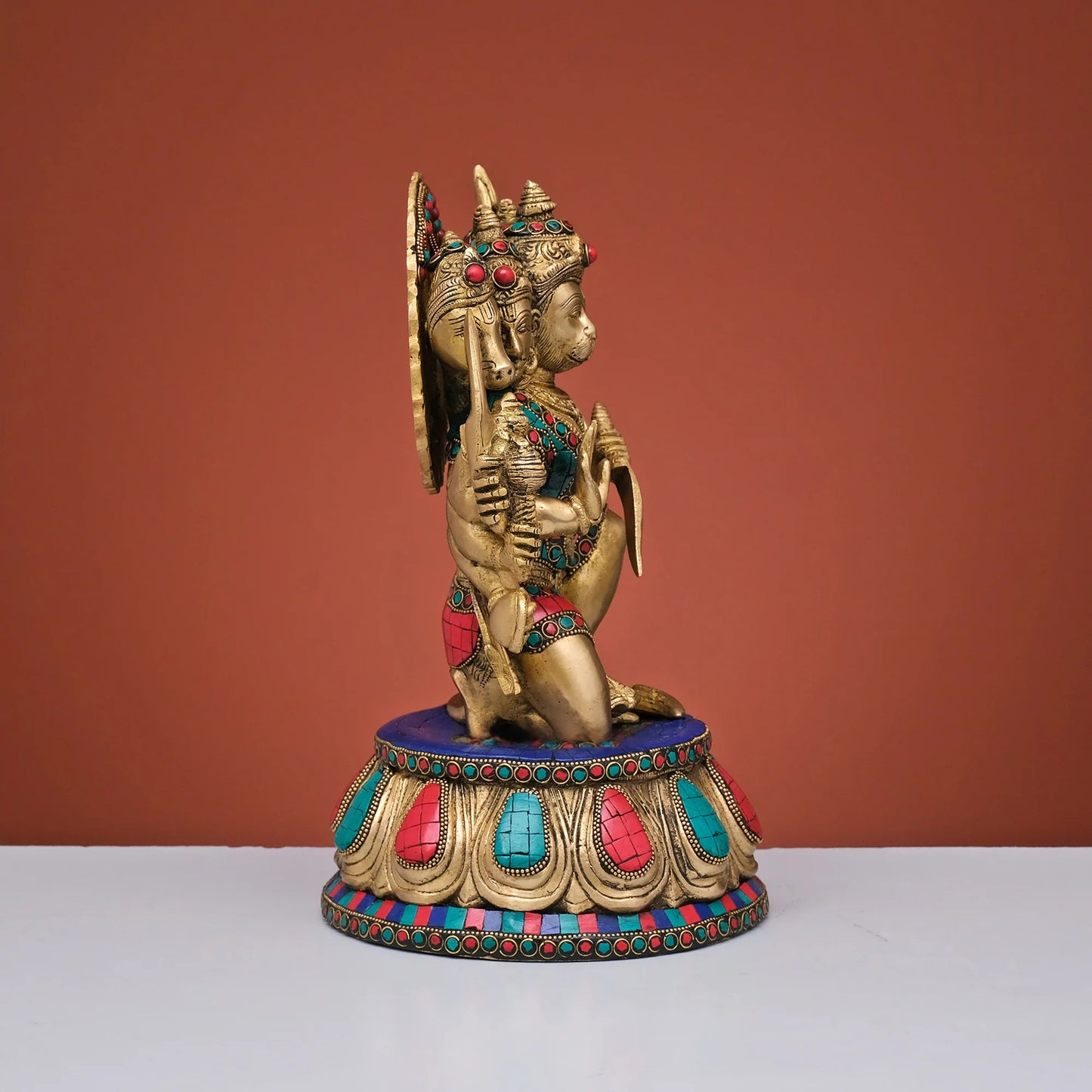 Brassaura® Brass Panchmukhi Hanuman Statue | Height 12.5 Inches