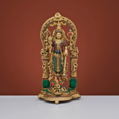 Brassaura® Brass Vishnu Narayan Idol | Height 15.5 Inches