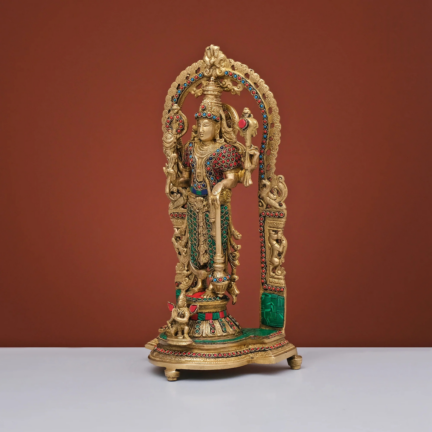 Brassaura® Brass Vishnu Narayan Idol | Height 15.5 Inches