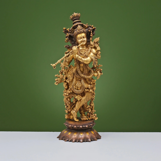 Brassaura® Brass Radha & Krishna Statue for Home Temple Decor | Height 26 Inches