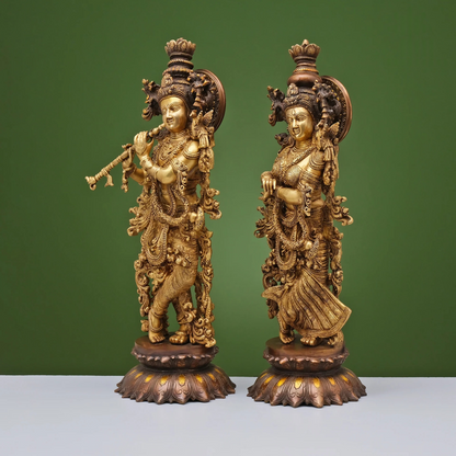 Brassaura® Brass Radha & Krishna Statue for Home Temple Decor | Height 26 Inches
