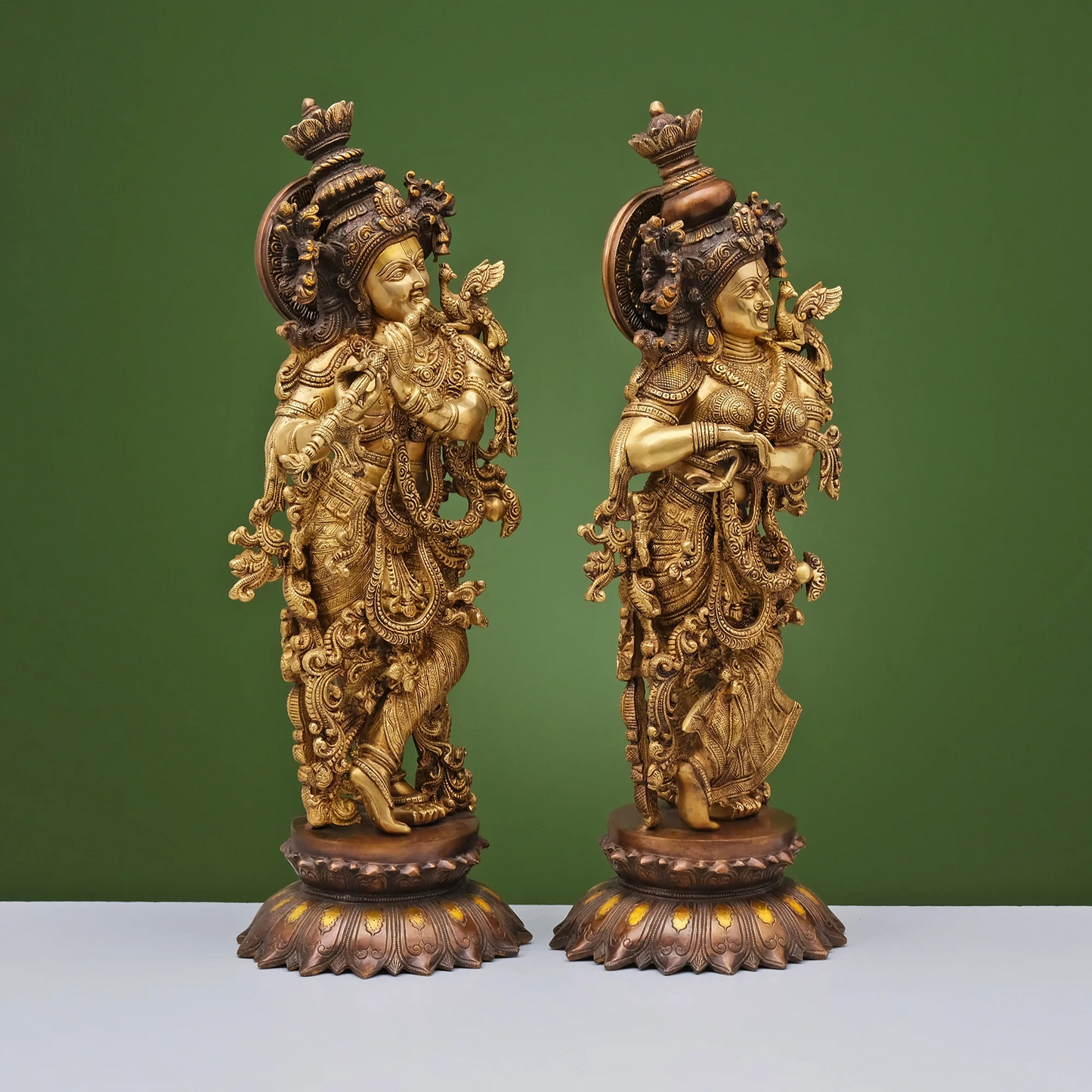 Brassaura® Brass Radha & Krishna Statue for Home Temple Decor | Height 26 Inches