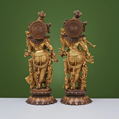 Brassaura® Brass Radha & Krishna Statue for Home Temple Decor | Height 26 Inches
