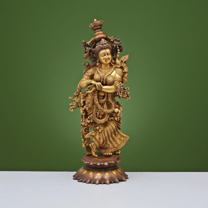 Brassaura® Brass Radha & Krishna Statue for Home Temple Decor | Height 26 Inches