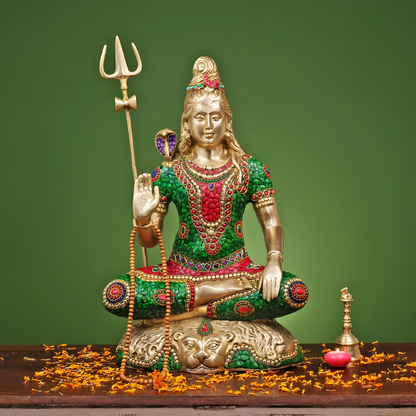 Brassaura® Brass Lord Shiva with Trishul Statue | Height 21.5 Inches