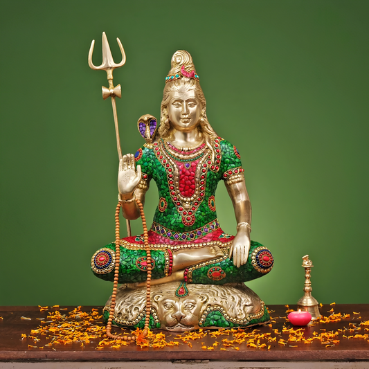 Brassaura® Brass Lord Shiva with Trishul Statue | Height 21.5 Inches