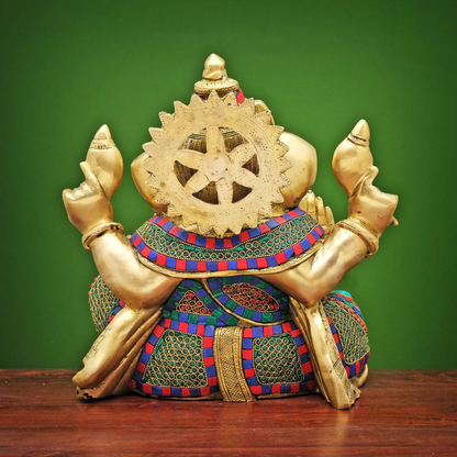 ब्रासोरा® वृंदावन वेणुगोपाल कृष्ण पीतल की प्रतिमा मोर के साथ | एंटीक नीला और सुनहरा रंग | ऊँचाई 20 इंच