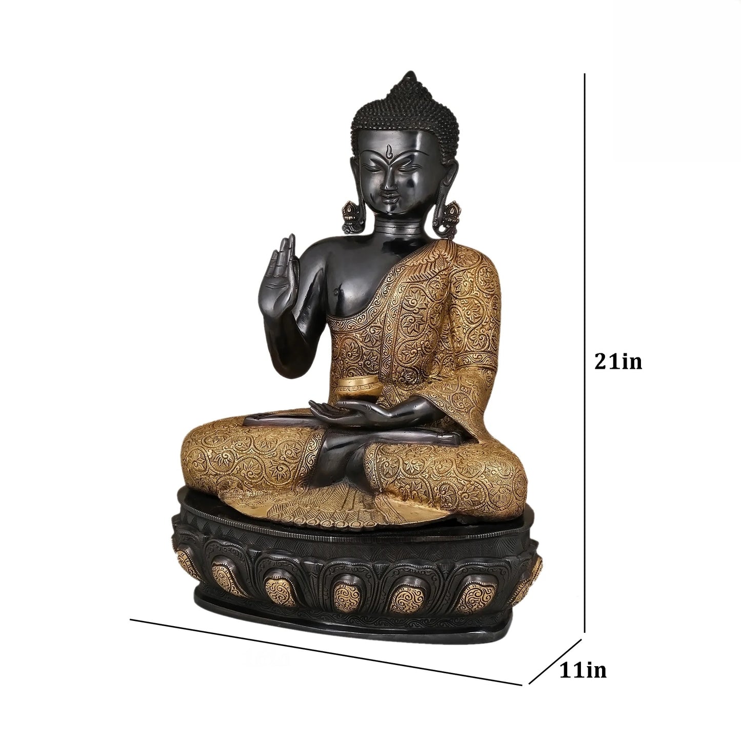 Brassaura® Brass Lord Buddha Statue | Height 21 Inches