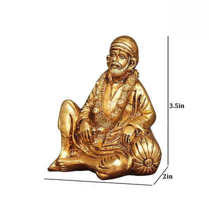 Brassaura® Brass Sai Baba Murti | Height 3.5 Inches
