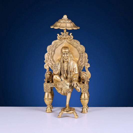 Brassaura® Brass Sai Baba Murti | Height 9 Inches
