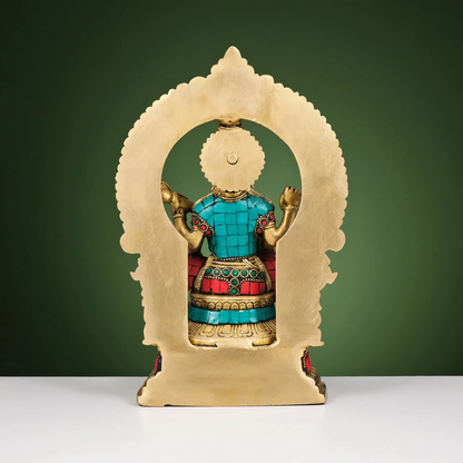 Brassaura® Brass Ganesha, Lakshmi & Saraswati Idols with Stonework | Height 10 Inches