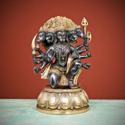 Brassaura® Brass Panchmukhi Hanuman Statue | Height 12.5 Inches