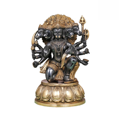 Brassaura® Brass Panchmukhi Hanuman Statue | Height 12.5 Inches