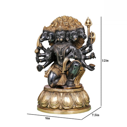 Brassaura® Brass Panchmukhi Hanuman Statue | Height 12.5 Inches