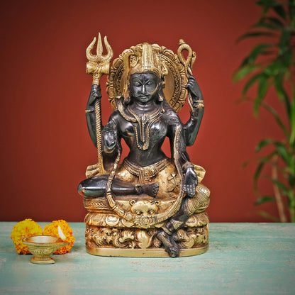 Brassaura® Brass Ardhanarishvara Statue | Height 9.5 Inches | Half Shiva Parvati Murti for Home & Mandir