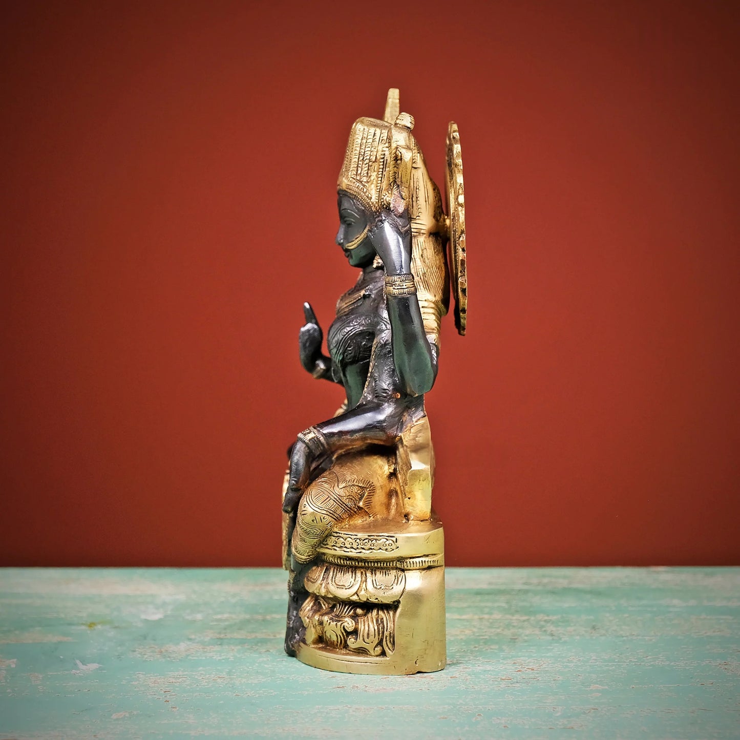 Brassaura® Brass Ardhanarishvara Statue | Height 9.5 Inches | Half Shiva Parvati Murti for Home & Mandir