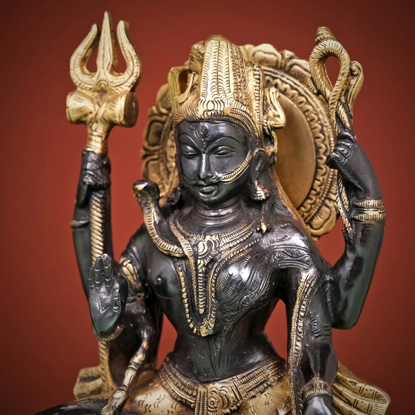 Brassaura® Brass Ardhanarishvara Statue | Height 9.5 Inches | Half Shiva Parvati Murti for Home & Mandir