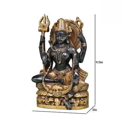 Brassaura® Brass Ardhanarishvara Statue | Height 9.5 Inches | Half Shiva Parvati Murti for Home & Mandir