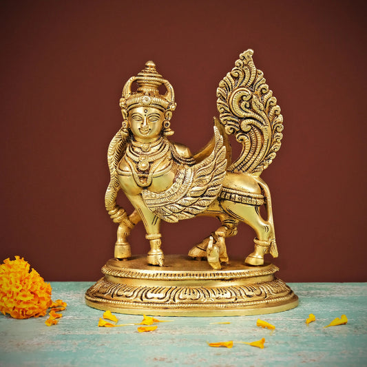 Brassaura® Brass Kamdhenu Cow Statue | Height 6.5 Inches