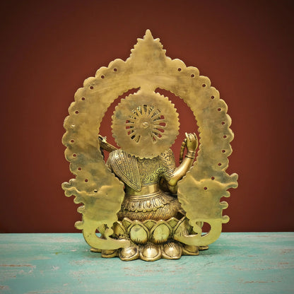 ब्रासोरा® वृंदावन वेणुगोपाल कृष्ण पीतल की प्रतिमा मोर के साथ | एंटीक नीला और सुनहरा रंग | ऊँचाई 20 इंच