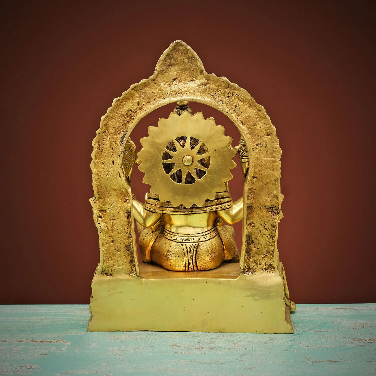Brassaura® Brass Ganesha Statue on Sinhasan | Height 17 Inches