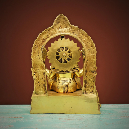 Brassaura® Brass Ganesha Statue on Sinhasan | Height 17 Inches