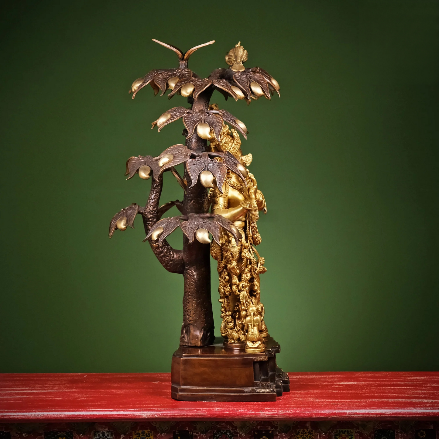 Brassaura® Brass Krishna Under Tree Showpiece for Home Temple | Height 34 Inches