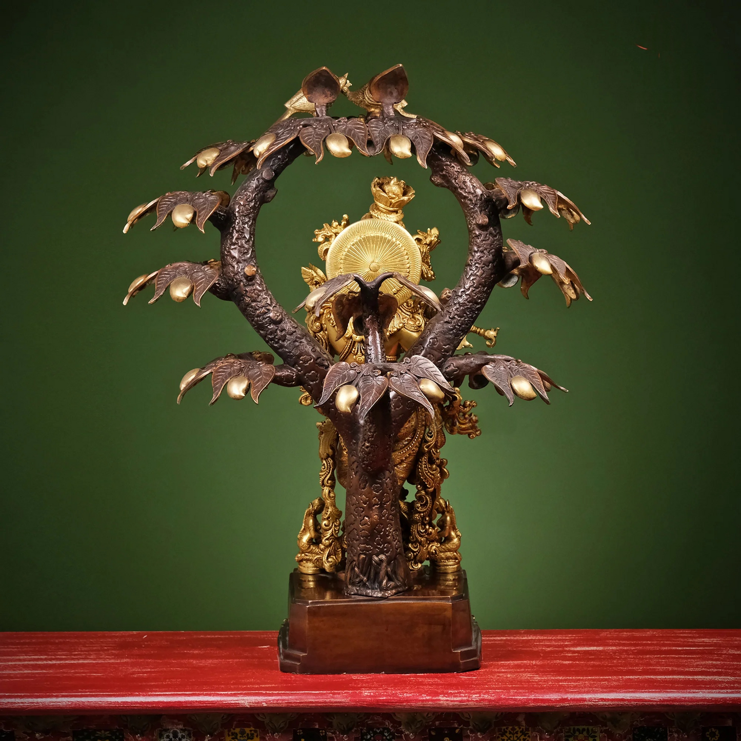 Brassaura® Brass Krishna Under Tree Showpiece for Home Temple | Height 34 Inches