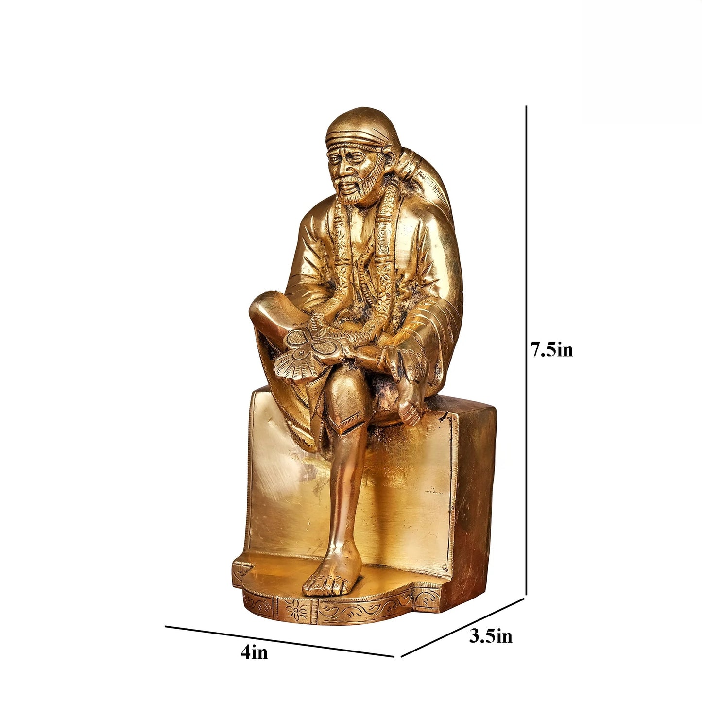 Brassaura® Brass Sai Baba Murti | Height 7.5 Inches