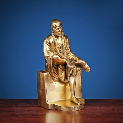 Brassaura® Brass Sai Baba Murti | Height 7.5 Inches