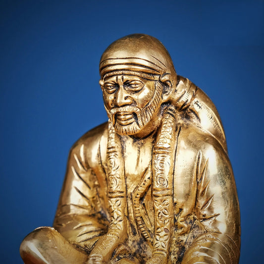 Brassaura® Brass Sai Baba Murti | Height 7.5 Inches