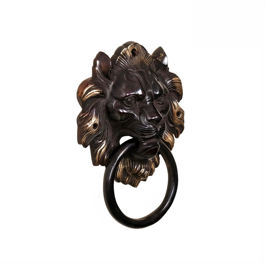 Brassaura® Brass Lion Door Knocker | Height 8 Inches