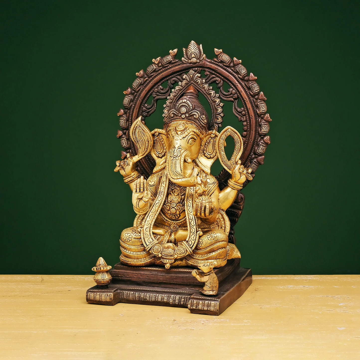Brassaura® Brass Ganesha Statue with Prabhavali | Height 13 Inches
