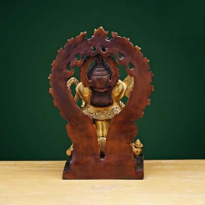 Brassaura® Brass Ganesha Statue with Prabhavali | Height 13 Inches
