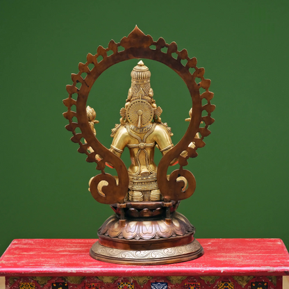 ब्रासोरा® वृंदावन वेणुगोपाल कृष्ण पीतल की प्रतिमा मोर के साथ | एंटीक नीला और सुनहरा रंग | ऊँचाई 20 इंच