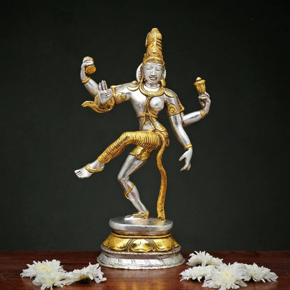 ब्रासोरा® वृंदावन वेणुगोपाल कृष्ण पीतल की प्रतिमा मोर के साथ | एंटीक नीला और सुनहरा रंग | ऊँचाई 20 इंच