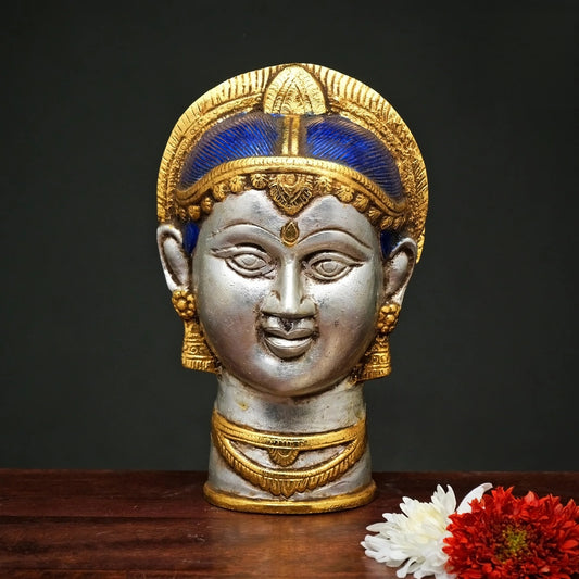 Brassaura® Goddess Parvati Brass Face Wall Décor | Pure Brass | Height 7.5 Inches