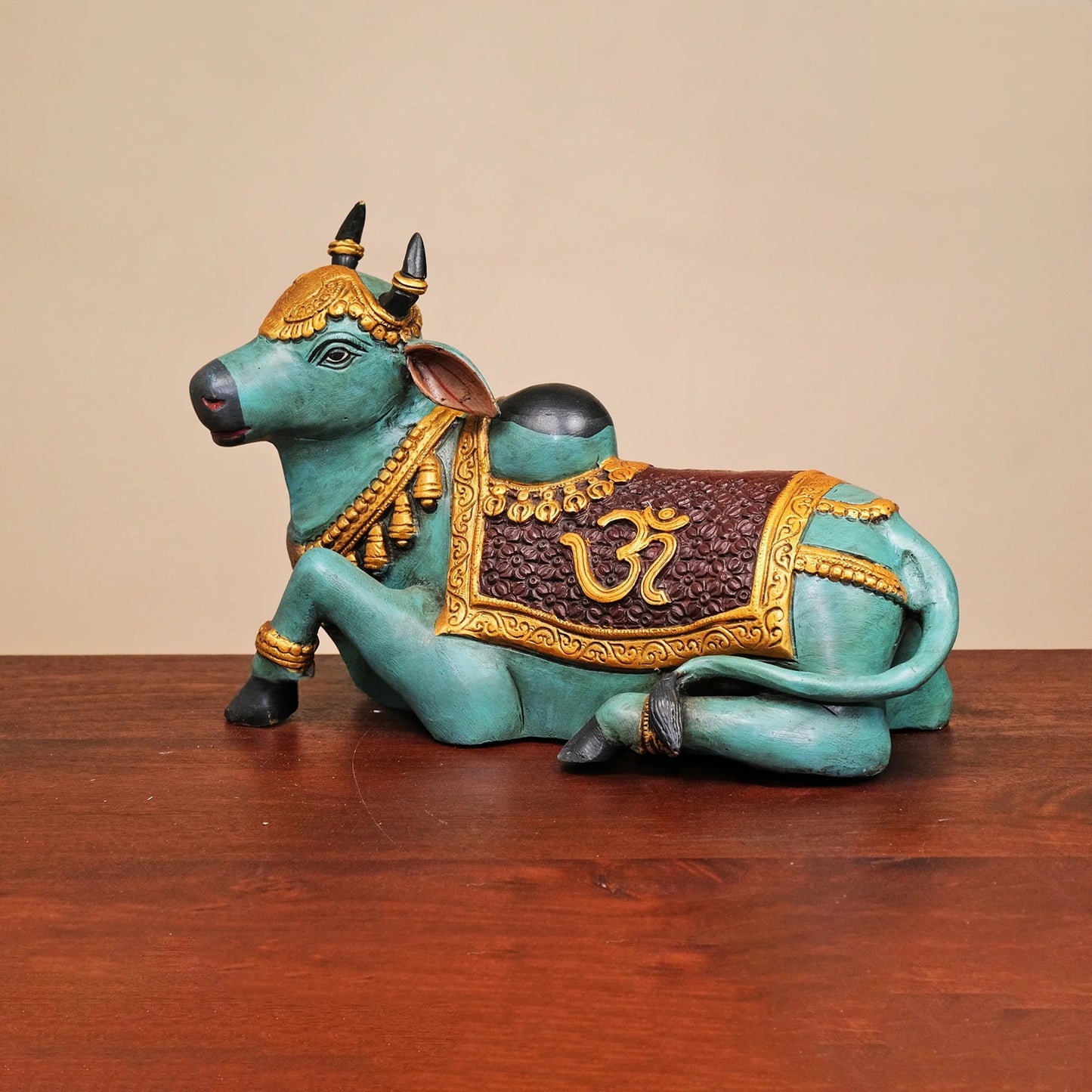 Brassaura® Brass Nandi Cow Sitting Statue | Height 13 Inches