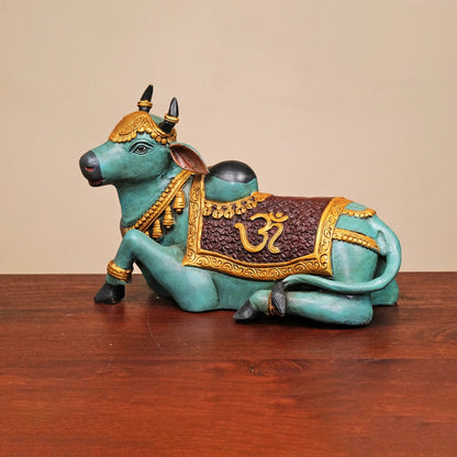 Brassaura® Brass Nandi Cow Sitting Statue | Height 13 Inches